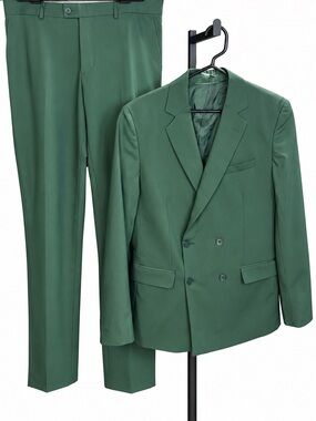 BoohooMAN Men’s Forest Green Double Breasted Suit 40 / 34S